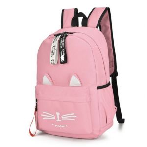 Розовый рюкзак с ушками котика 021
