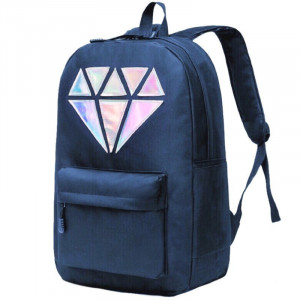 Синий рюкзак с голографическим бриллиантом